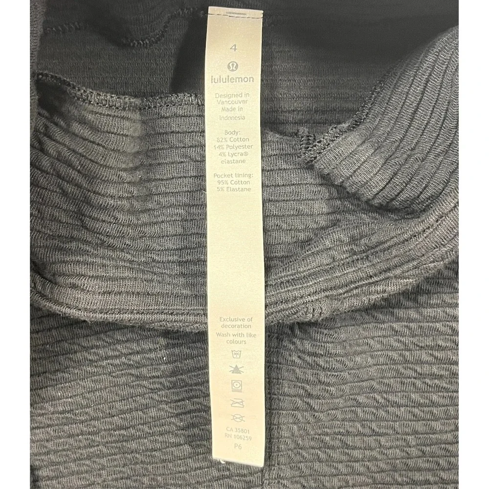 lululemon Call For Cozy Dress Womens 4 Black Textured Funnel Neck *Embroidered